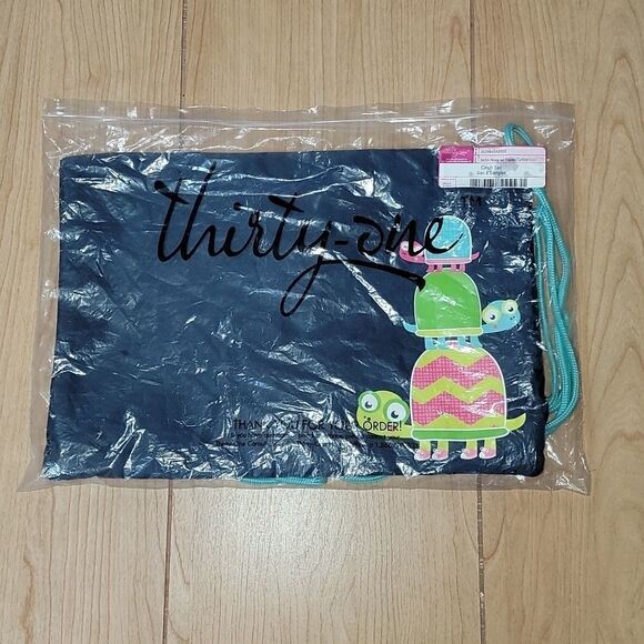 THIRTY-ONE NAVY BLUE TOPSY TURTLES CINCH SAC - NEW! - Picture 5 of 6